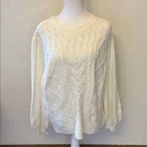 Talbots cream beaded long sleeve sweater Size XLP EUC